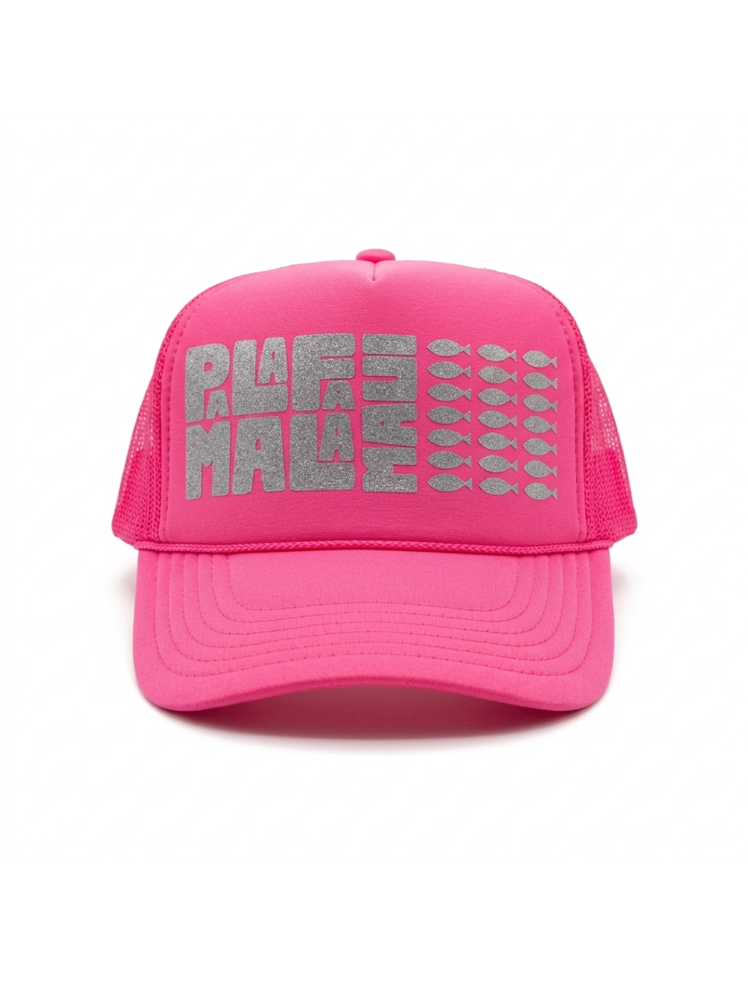 Pink paddle sports cap with white text and logo on a white background