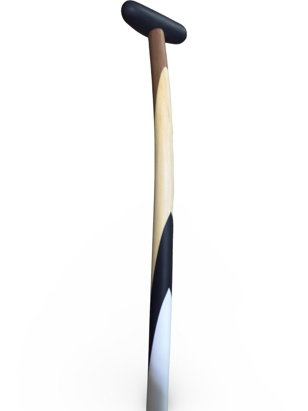 Natural light brown woode paddle handle with white and black accent