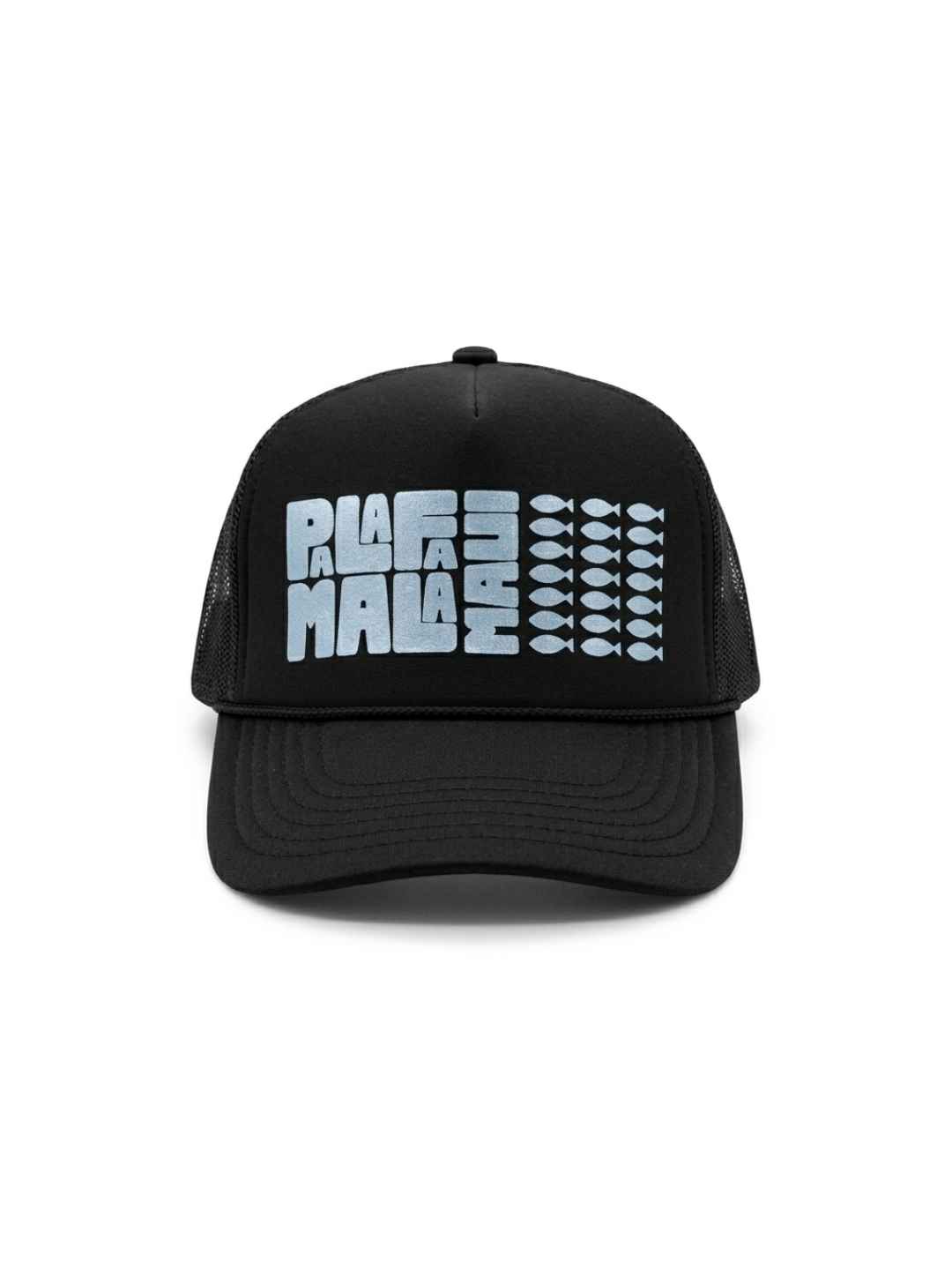 Black paddle sports cap with white text and logo on a white background