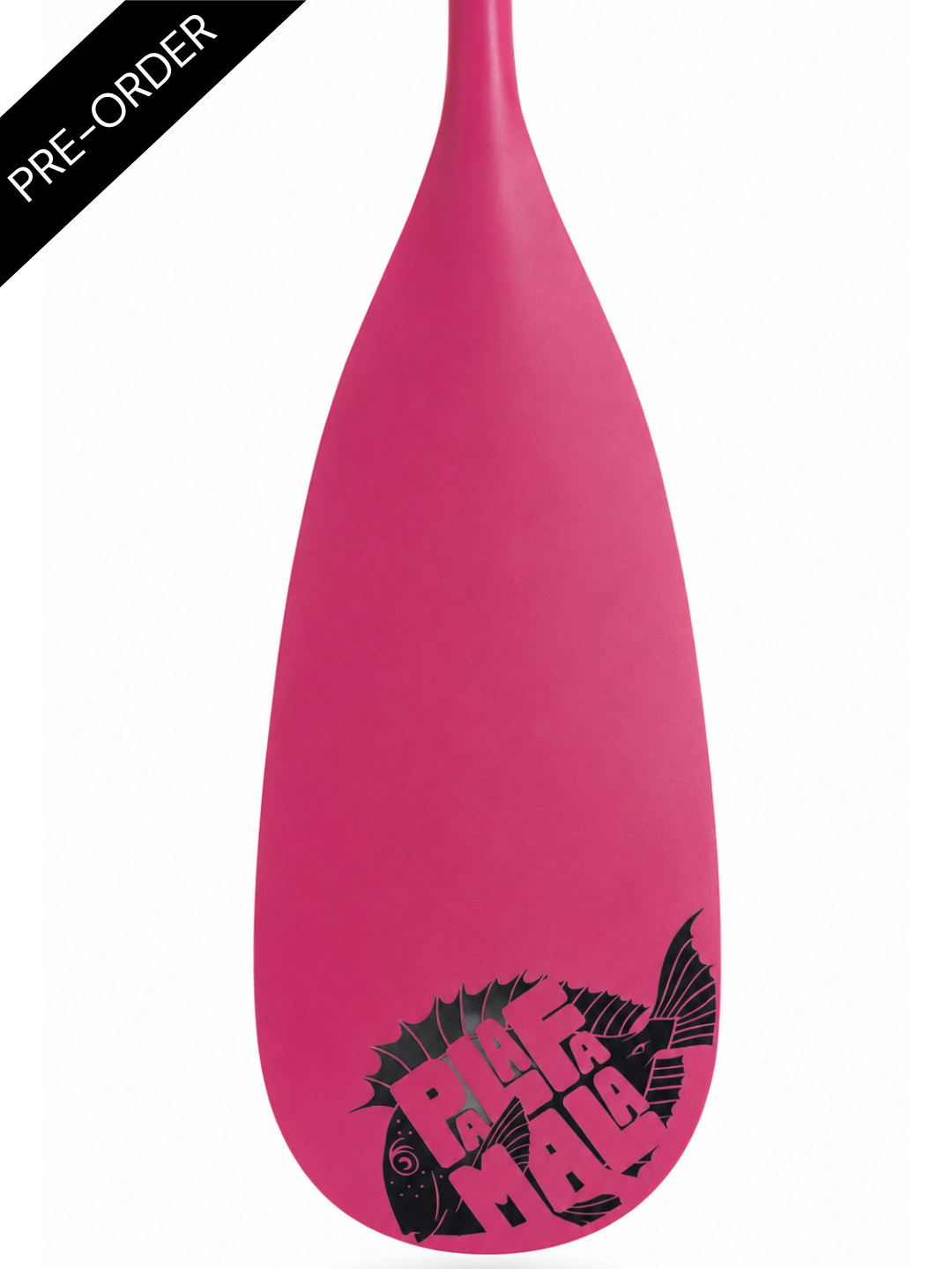 Pink paddle with black logo on a white background